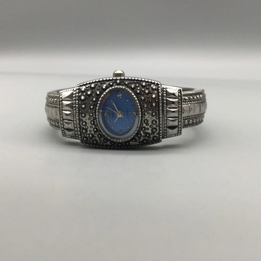USS Womens Watch 21mm Blue Dial Silver Tone Marcasite Style Bangle New Battery